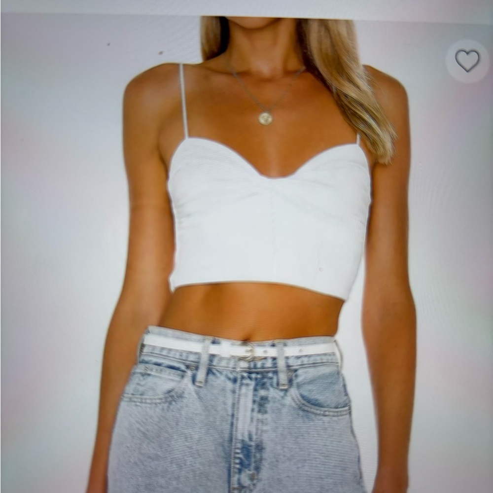 Lovers + friends IdaTwist Front Poly Ruched Top In White
